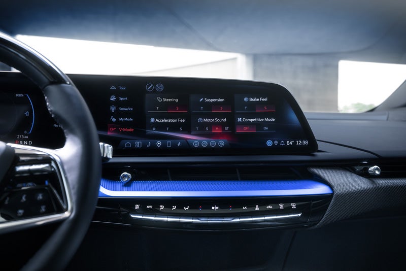 The 2026 OPTIQ-V Display Screen Displaying the V-Mode Settings | Springfield Cadillac in N. Springfield VT