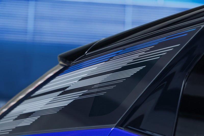 Close-up of the Modern Pattern on the 2026 OPTIQ-V Rear Quarter Glass | Springfield Cadillac in N. Springfield VT